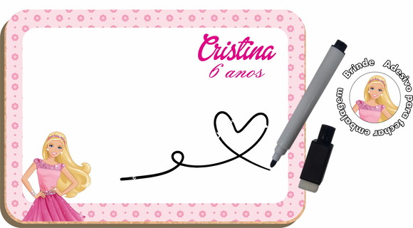 Lousa G Quadrinho mdf Lembrancinha Barbie