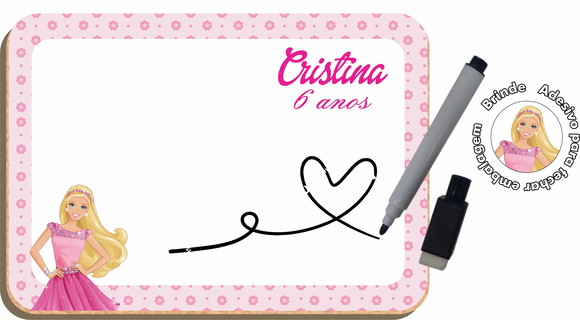 Lousa P Quadrinho mdf Lembrancinha Barbie