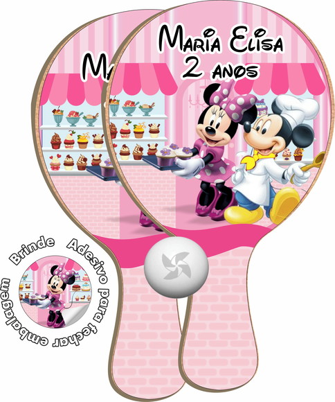 Kit Raquetes Ping Pong - Minnie e Mickey Confeiteiro