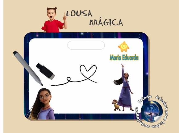 Lousa m Quadrinho mdf Lembrancinha Wish: o Poder dos Desejos