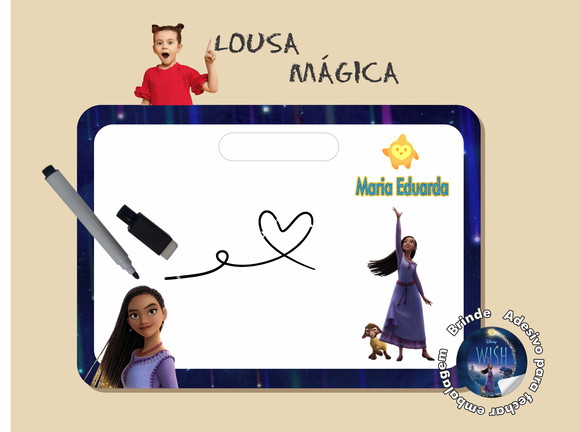 Lousa G Quadrinho mdf Lembrancinha Wish: o Poder dos Desejos
