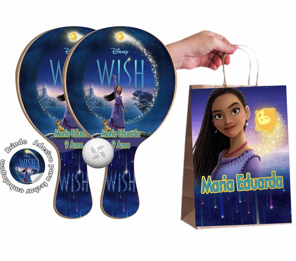 Kit Sacola de Papel e Raquete Ping Pong Filme Wish