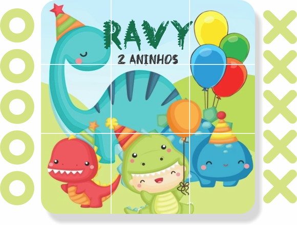 Jogo da Velha Personalizado Dinossauro Baby