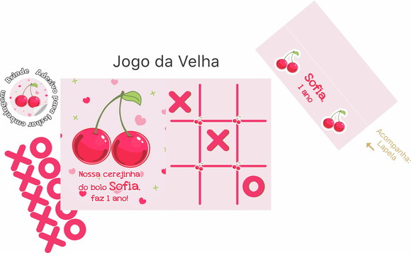 Jogo da Velha mdf Cereja com Lapela