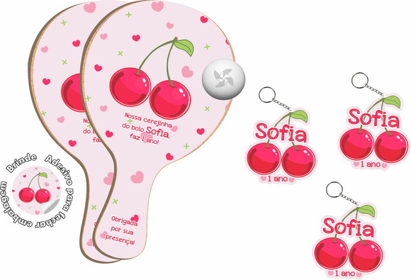 Kit Chaveiros e Raquetes Ping Pong - Cereja