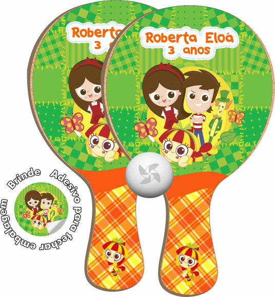 Kit Raquetes Ping Pong Sítio do Pica Pau Amarelo Emília