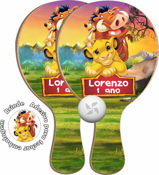 Kit Raquetes Ping Pong Lembrancinha Rei Leão
