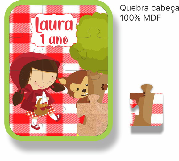 Quebra Cabeça em mdf Colorido Chapeuzinho Vermelho