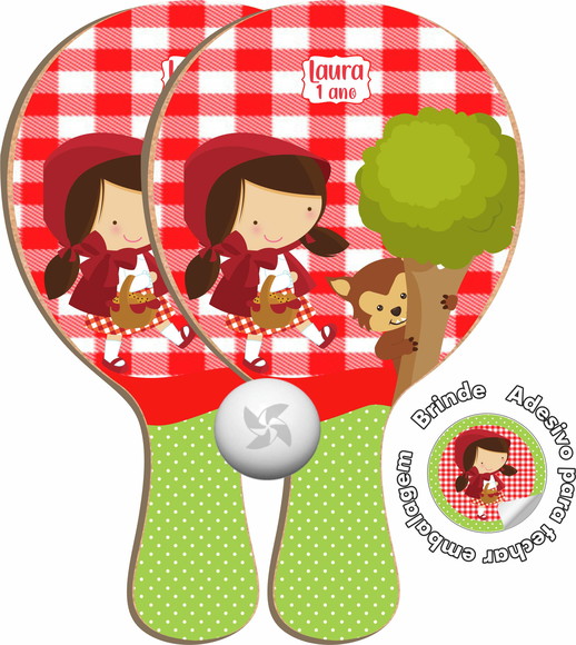 Kit Raquetes Ping Pong - Chapeuzinho Vermelho