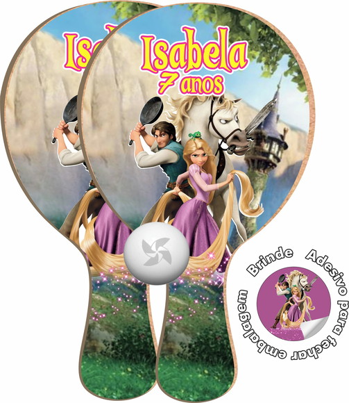 Kit Raquetes Ping Pong - Rapunzel Enrolados