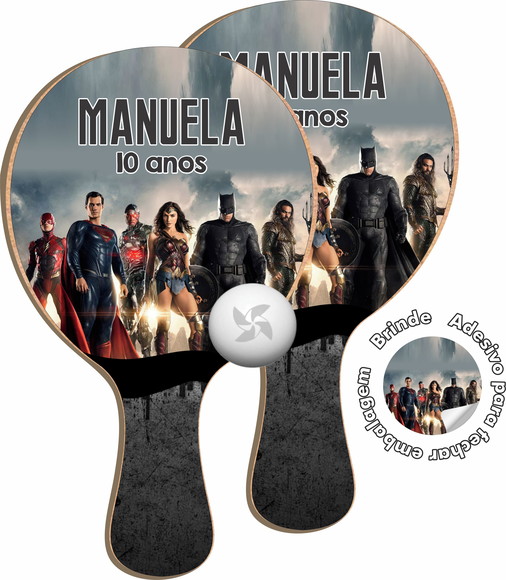 Kit Raquetes Ping Pong - Liga da Justiça