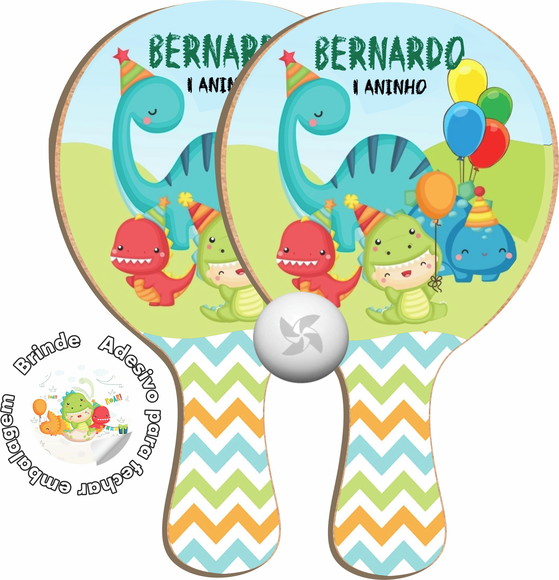 Kit Raquetes Ping Pong - Dinossauro Baby