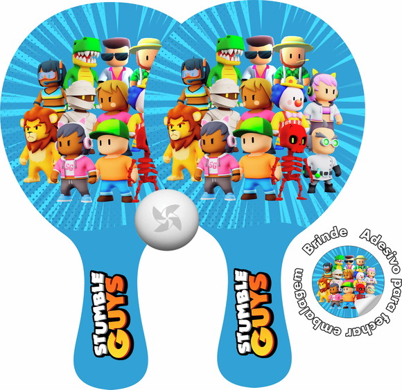 Kit Raquetes Ping Pong Stumble Guys