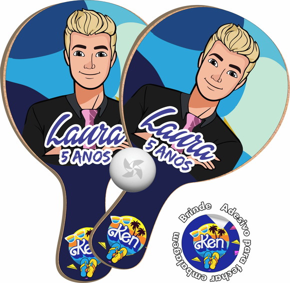 Kit Raquetes Ping Pong - Ken da Barbie