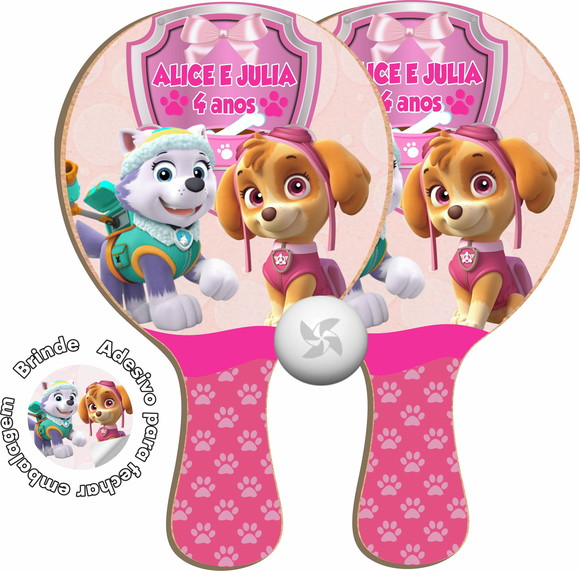 Kit Raquetes Ping Pong - Patrulha Canina Menina