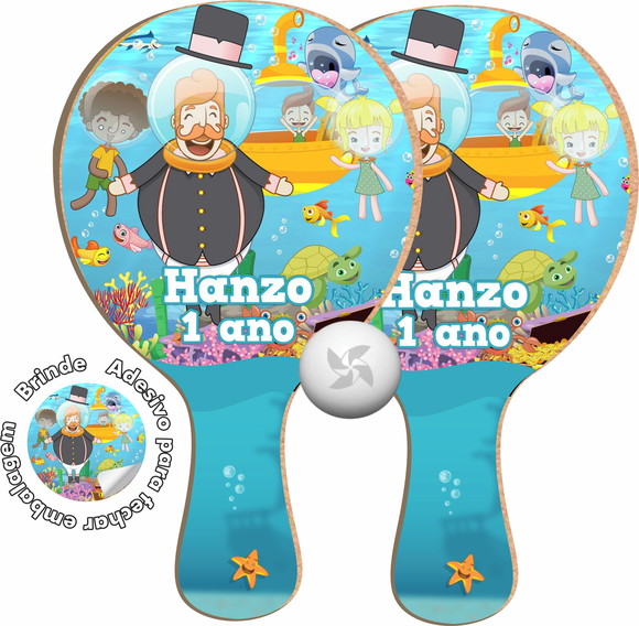 Kit Raquetes Ping Pong - Mundo Bita e o Fundo do Mar