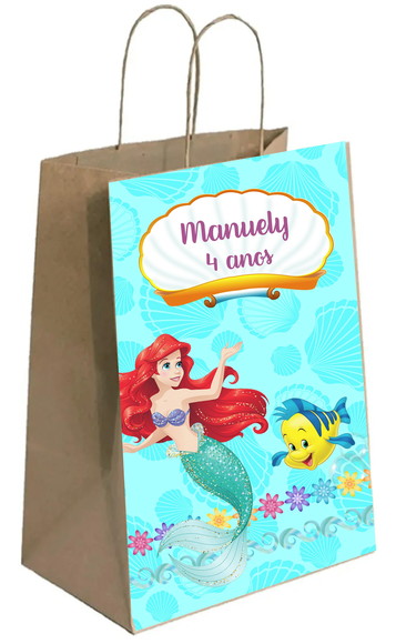 Sacola de Papel Personalizada Pequena Sereia