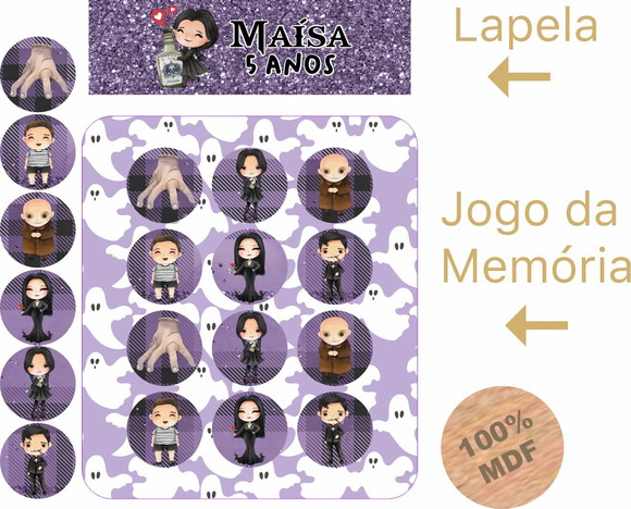 Jogo da Memória Wandinha Addams em mdf