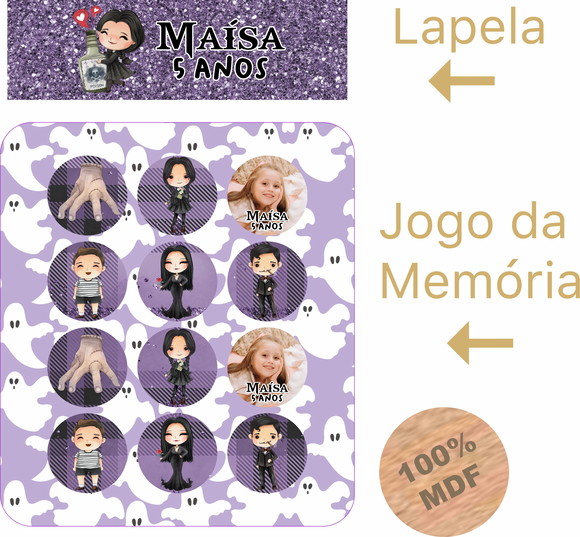 Jogo da Memória Wandinha em mdf
