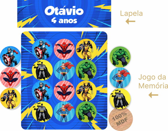 Jogo da Memória Herois em mdf