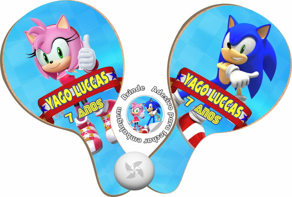Kit Raquetes Ping Pong Amy Rose Sonic
