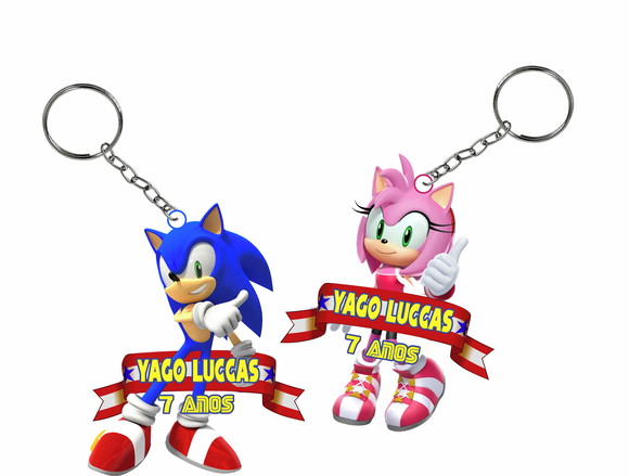 Chaveiro de Lembrança Colorido Sonic Amy Rose