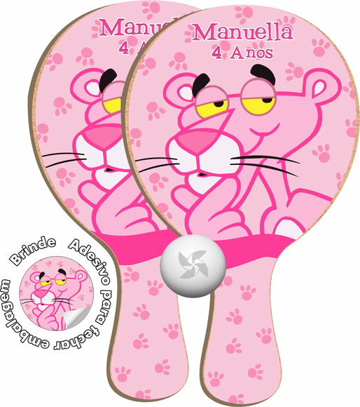 Kit Raquetes Ping Pong Pantera Cor-de-rosa