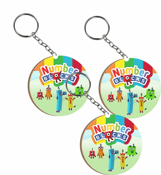 Chaveiro Number Blocks em mdf Colorido