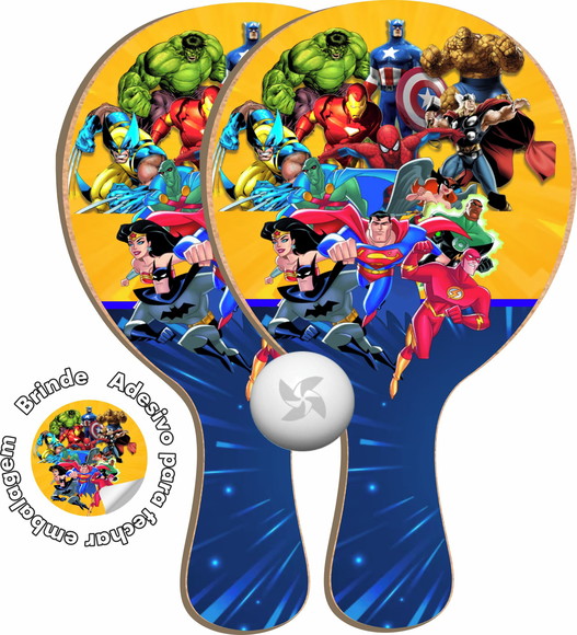 Kit Raquetes Ping Pong - Herois Avengers