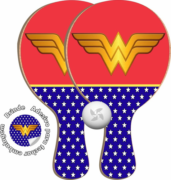 Kit Raquetes Ping Pong - Mulher Maravilha