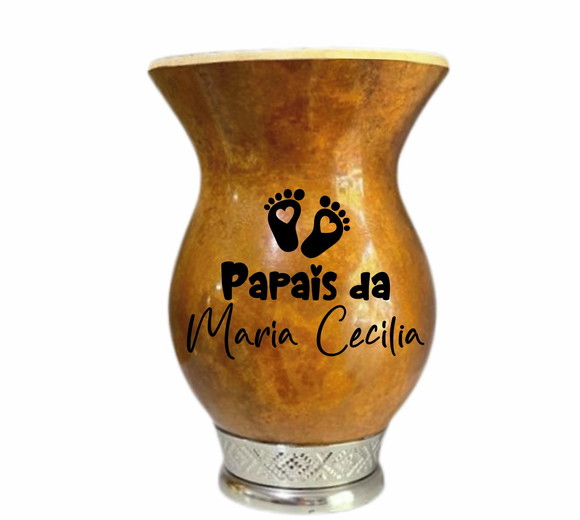 Cuia Chimarrão Porongo Pé de Metal Prata