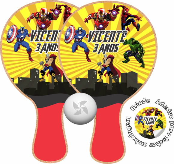 Kit Raquetes Ping Pong - Herois Avengers Vingadores
