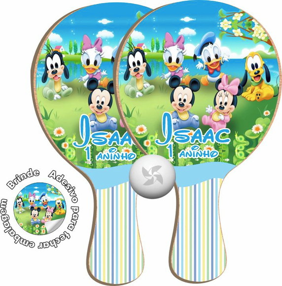 Kit Raquetes Ping Pong Turma do Mickey Minnie Baby