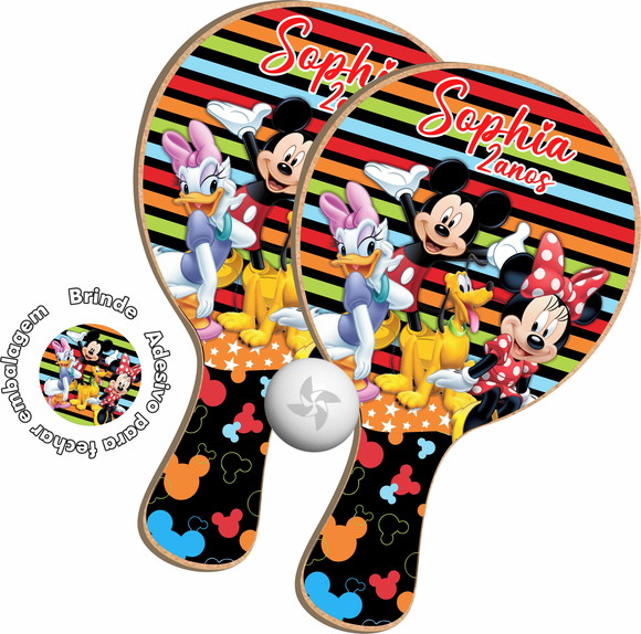 Kit Raquetes Ping Pong - Turma do Mickey e Minnie