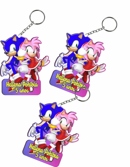 Chaveiro de Lembrança Colorido Amy Rose Sonic