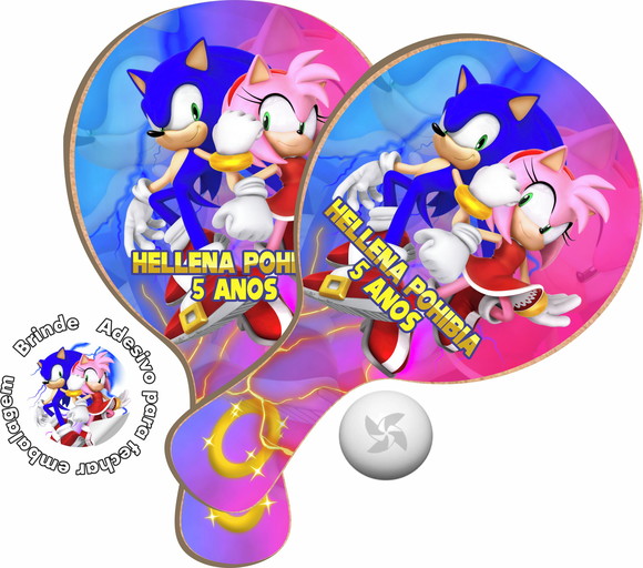 Kit Raquetes Ping Pong Sonic Amy Rose