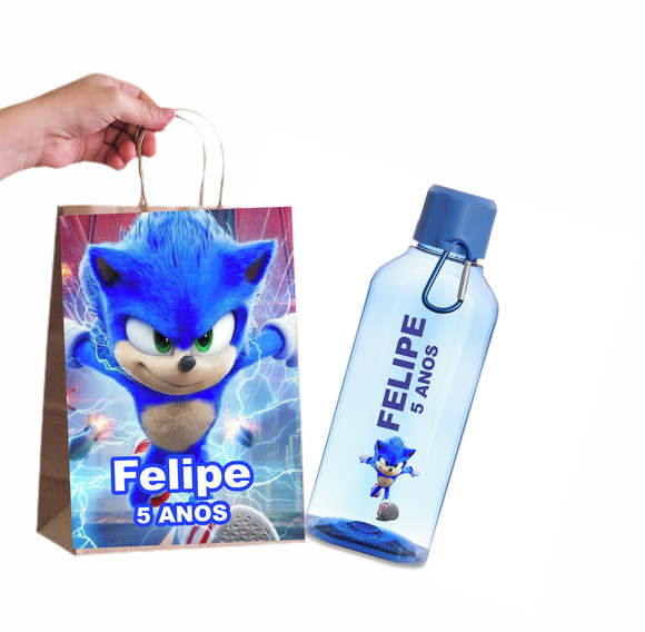 Sacola de Papel Personalizada e Garrafa Plástica Sonic