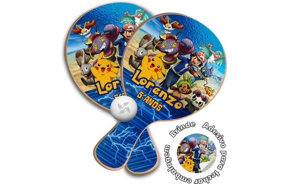 Kit Raquetes Ping Pong Pokemon