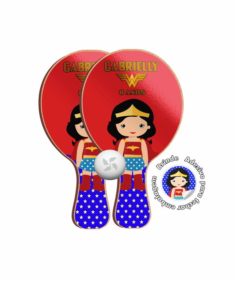 Kit Raquetes Ping Pong - Mulher Maravilha