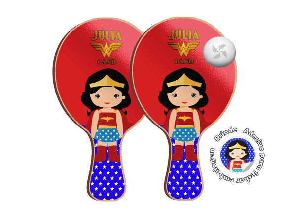 Kit Raquetes Ping Pong - Mulher Maravilha Baby