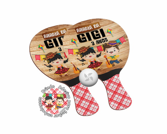 Kit Raquetes Ping Pong - Festa Junina