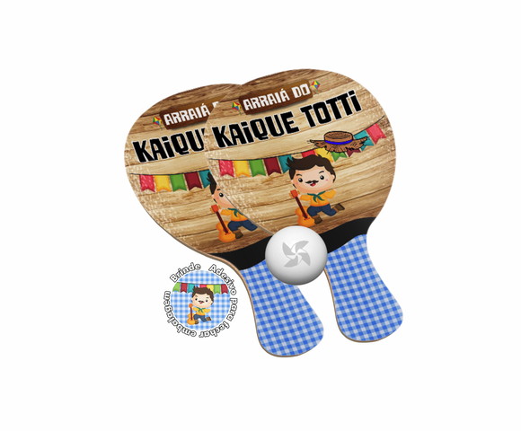 Kit Raquetes Ping Pong - Festa Junina