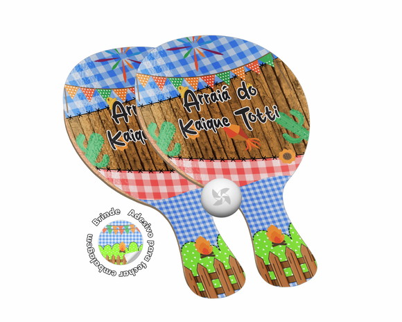 Kit Raquetes Ping Pong - Festa Junina