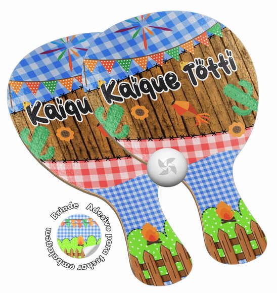 Kit Raquetes Ping Pong - Festa Junina