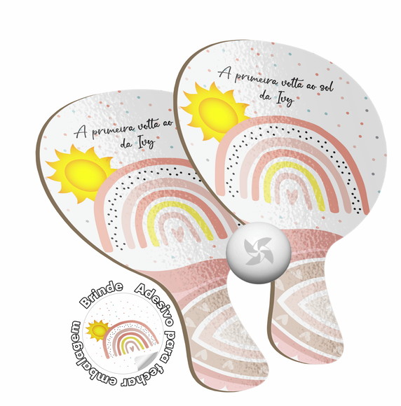Kit Raquetes Ping Pong - Arco Iris Boho