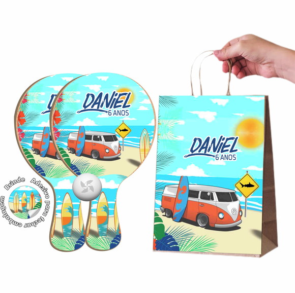 Kit Sacola de Papel e Raquete Ping Pong - Surf
