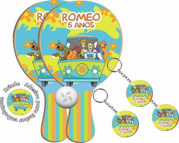 Kit Chaveiros e Raquetes Ping Pong Scooby-doo
