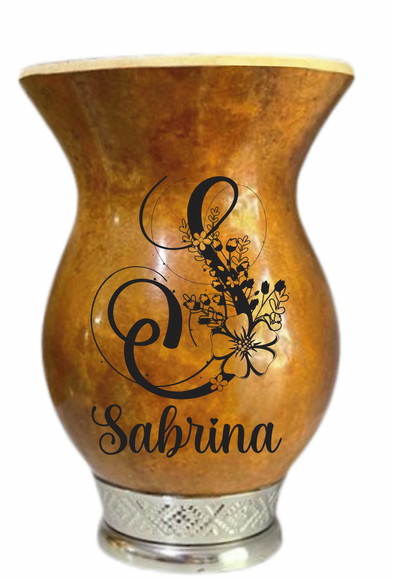 Cuia Chimarrão com Pé Prata - Personalizada
