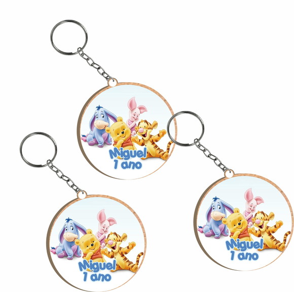 Chaveiro Ursinho Pooh em mdf Colorido