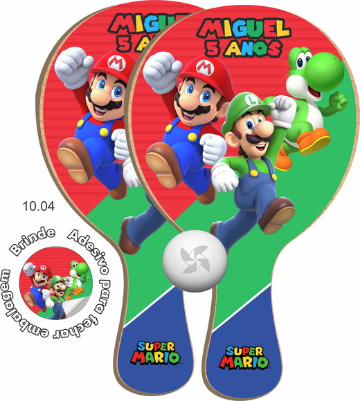 Kit Raquetes Ping Pong Mario Bross